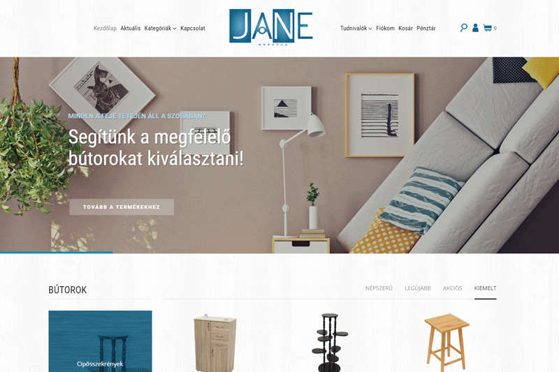 JANE webshop elindulás