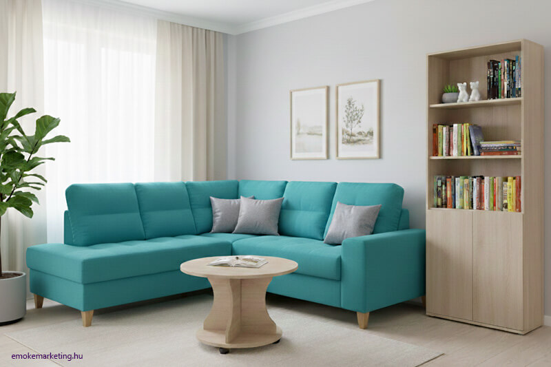 Könyvespolc 2 polcos bútorlapos 2 ajtóval rejtett fogantyúkkal - Image 2