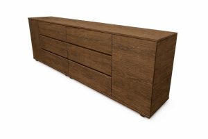 Komód 2 ajtós 6 fiókos rejtett fogantyúkkal széles óriás Fehér vagy Sonoma tölgy sötét színekben (készleten)