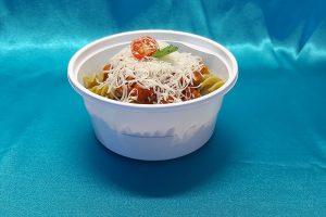 Műanyag gulyás, leveses tál műanyag 0,5 literes fehér (38 ft/db) + választható tetővel